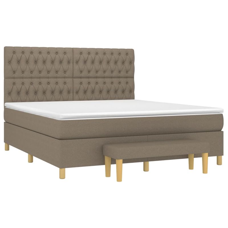 Casa si Gradina - Mobilier - Paturi si accesorii - Paturi - Pat continental cu saltea, gri taupe, 180x200 cm, textil - Infinity.ro