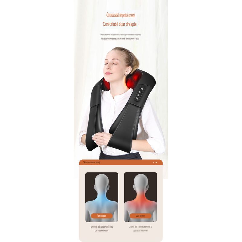 Ingrijire personala si Cosmetice - Sanatate si wellness - Articole wellness - Aparate si dispozitive de masaj - Aparat Profesional pentru masaj King Relax, cervical, spate, negru - Infinity.ro