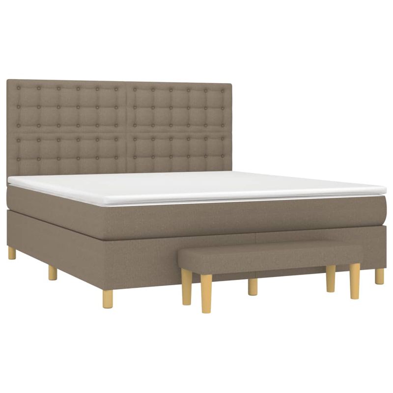 Casa si Gradina - Mobilier - Paturi si accesorii - Paturi - Pat continental cu saltea, gri taupe, 180x200 cm, textil - Infinity.ro