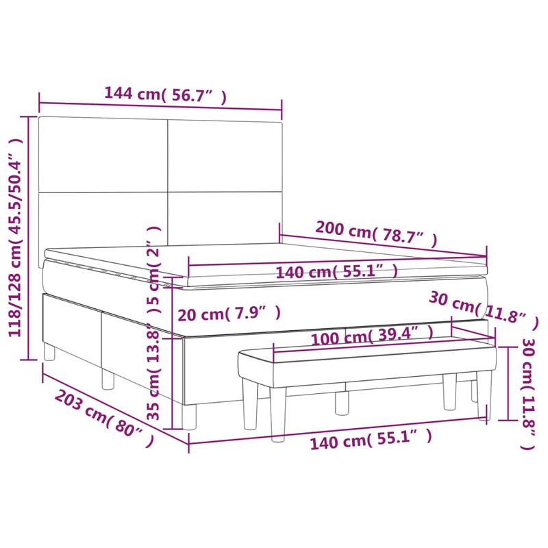 Casa si Gradina - Mobilier - Paturi si accesorii - Paturi - Pat box spring cu saltea, alb, 140x200 cm, piele ecologica - Infinity.ro
