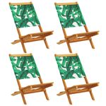 Casa si Gradina - Gradina si terasa - Mobilier exterior - Scaune si sezlonguri gradina - Scaune de gradina pliabile 4 buc., textil verde/lemn masiv - Infinity.ro