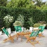 Casa si Gradina - Gradina si terasa - Mobilier exterior - Scaune si sezlonguri gradina - Scaune de gradina pliabile 4 buc., textil verde/lemn masiv - Infinity.ro