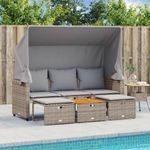 Casa si Gradina - Gradina si terasa - Mobilier exterior - Canapele si fotolii gradina - Canapea de gradina 3 locuri baldachin/scaune, gri, poliratan - Infinity.ro