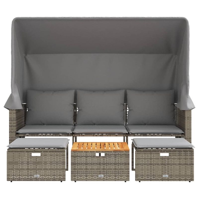 Casa si Gradina - Gradina si terasa - Mobilier exterior - Canapele si fotolii gradina - Canapea de gradina 3 locuri baldachin/scaune, gri, poliratan - Infinity.ro