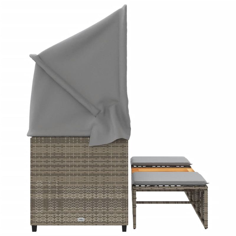 Casa si Gradina - Gradina si terasa - Mobilier exterior - Canapele si fotolii gradina - Canapea de gradina 3 locuri baldachin/scaune, gri, poliratan - Infinity.ro