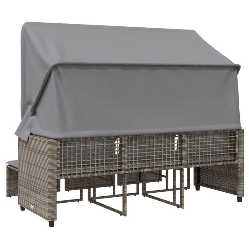 Casa si Gradina - Gradina si terasa - Mobilier exterior - Canapele si fotolii gradina - Canapea de gradina 3 locuri baldachin/scaune, gri, poliratan - Infinity.ro