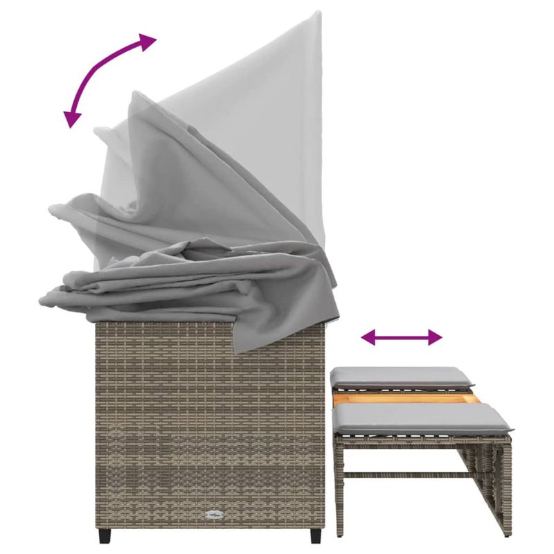 Casa si Gradina - Gradina si terasa - Mobilier exterior - Canapele si fotolii gradina - Canapea de gradina 3 locuri baldachin/scaune, gri, poliratan - Infinity.ro