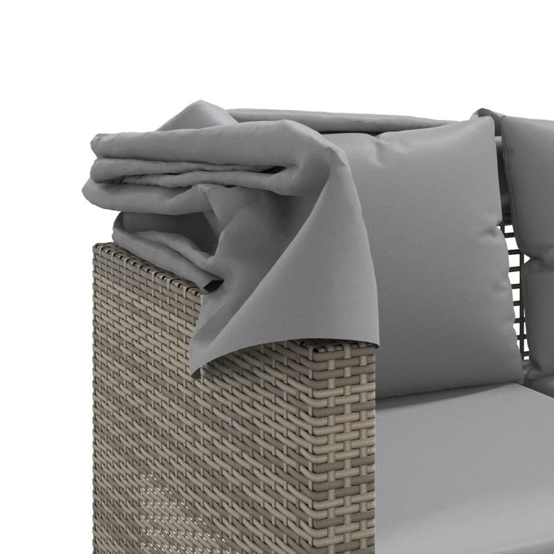 Casa si Gradina - Gradina si terasa - Mobilier exterior - Canapele si fotolii gradina - Canapea de gradina 3 locuri baldachin/scaune, gri, poliratan - Infinity.ro