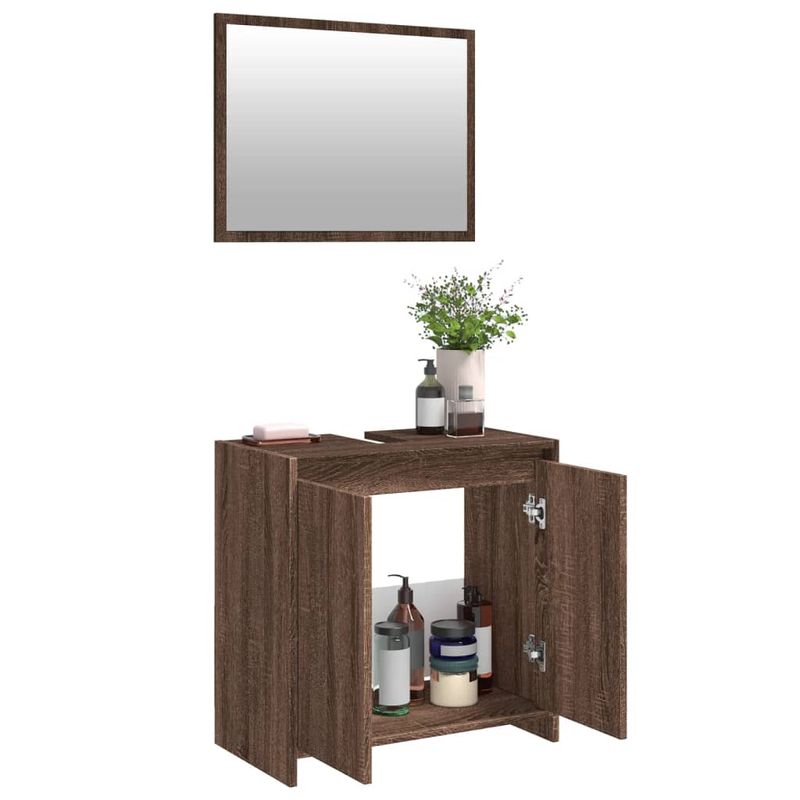 Casa si Gradina - Mobilier - Seturi de mobilier - Seturi baie - Set mobilier de baie, 2 piese, stejar maro, lemn prelucrat - Infinity.ro