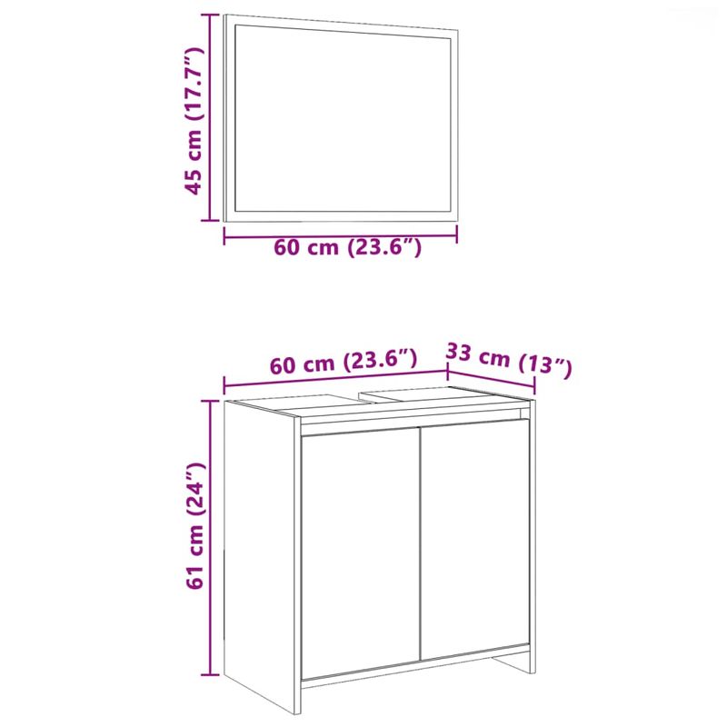 Casa si Gradina - Mobilier - Seturi de mobilier - Seturi baie - Set mobilier de baie, 2 piese, stejar maro, lemn prelucrat - Infinity.ro
