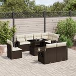 Casa si Gradina - Gradina si terasa - Mobilier exterior - Seturi mobila gradina - Set canapele de gradina cu perne, 9 piese, maro, poliratan - Infinity.ro
