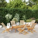 Casa si Gradina - Gradina si terasa - Mobilier exterior - Scaune si sezlonguri gradina - Scaune de gradina pliabile, 6 buc., bej, lemn masiv acacia - Infinity.ro