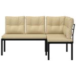 Casa si Gradina - Gradina si terasa - Mobilier exterior - Bancute de gradina - Banci de gradina cu perne 2 buc negru otel vopsit electrostatic - Infinity.ro