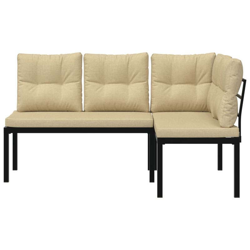 Casa si Gradina - Gradina si terasa - Mobilier exterior - Bancute de gradina - Banci de gradina cu perne 2 buc negru otel vopsit electrostatic - Infinity.ro