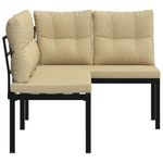 Casa si Gradina - Gradina si terasa - Mobilier exterior - Bancute de gradina - Banci de gradina cu perne 2 buc negru otel vopsit electrostatic - Infinity.ro