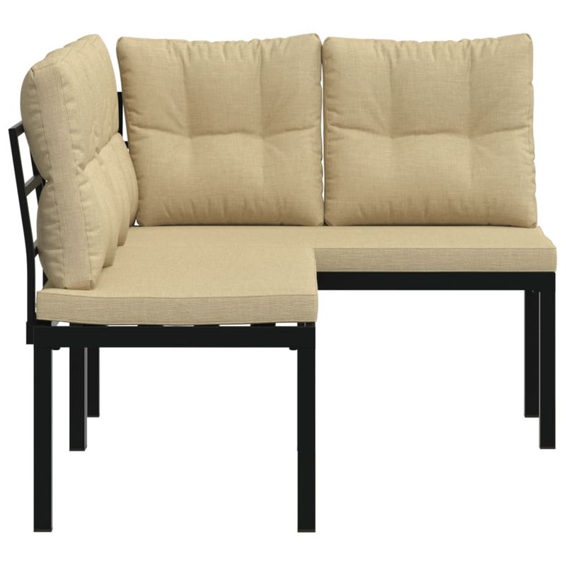 Casa si Gradina - Gradina si terasa - Mobilier exterior - Bancute de gradina - Banci de gradina cu perne 2 buc negru otel vopsit electrostatic - Infinity.ro