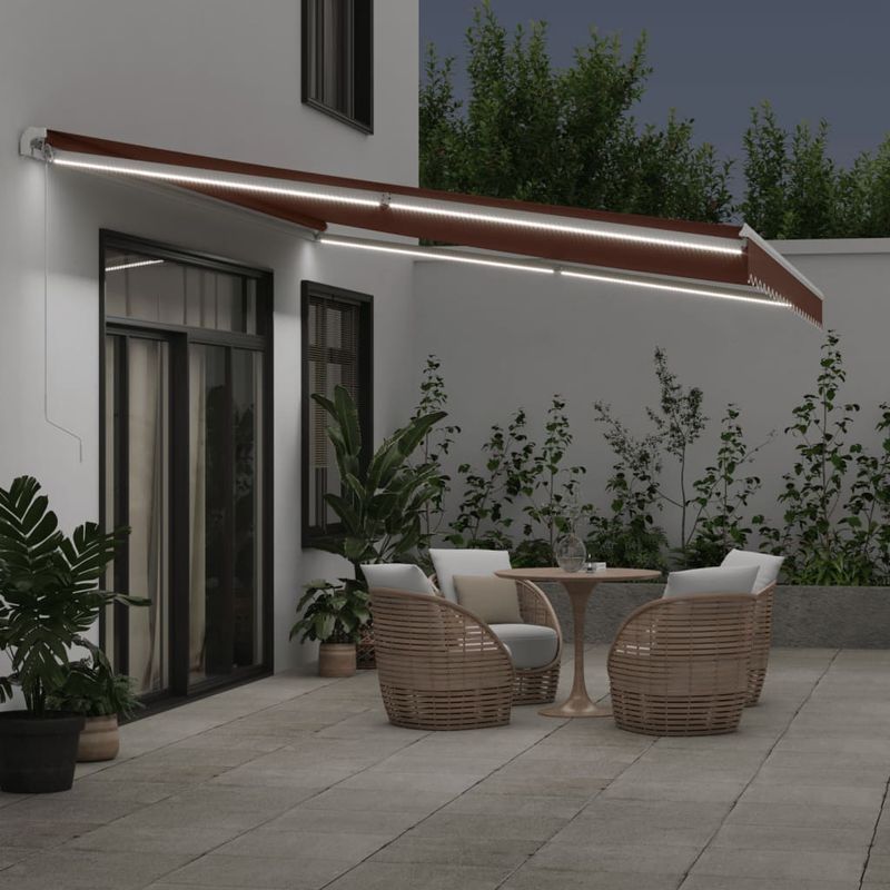 Casa si Gradina - Gradina si terasa - Umbrele si pavilioane - Umbrele - Copertina retractabila manual cu LED, maro, 500x300 cm - Infinity.ro