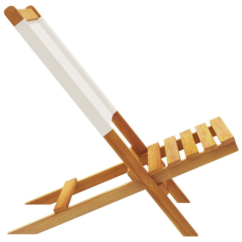 Casa si Gradina - Gradina si terasa - Mobilier exterior - Scaune si sezlonguri gradina - Scaune de gradina pliabile 4 buc., textil alb crem/lemn masiv - Infinity.ro