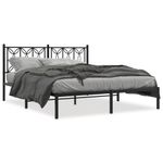Casa si Gradina - Mobilier - Paturi si accesorii - Paturi - Cadru de pat metalic cu tablie, negru, 160x200 cm - Infinity.ro