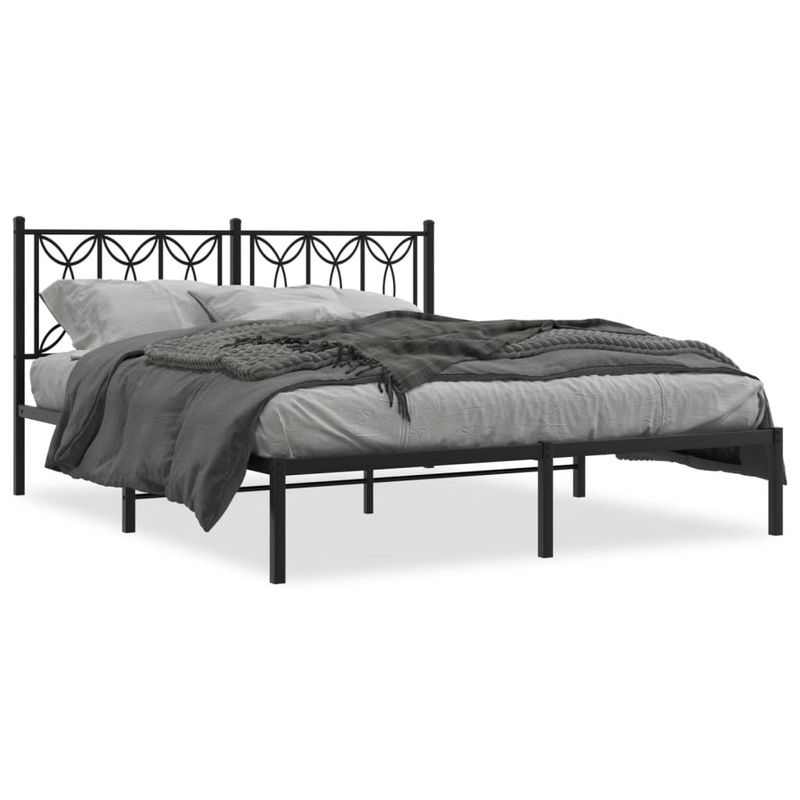 Casa si Gradina - Mobilier - Paturi si accesorii - Paturi - Cadru de pat metalic cu tablie, negru, 160x200 cm - Infinity.ro