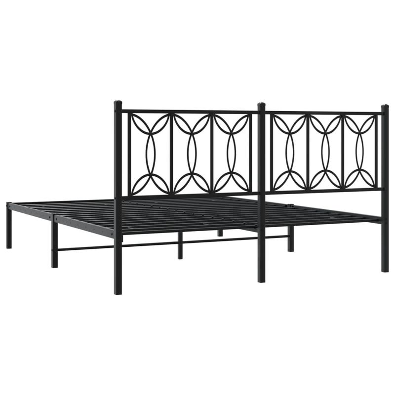 Casa si Gradina - Mobilier - Paturi si accesorii - Paturi - Cadru de pat metalic cu tablie, negru, 160x200 cm - Infinity.ro