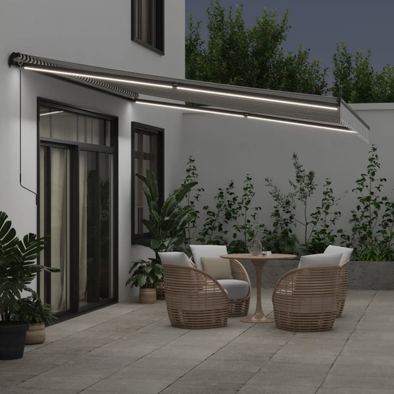 Casa si Gradina - Gradina si terasa - Umbrele si pavilioane - Pavilioane - Copertina retractabila manual cu LED-uri antracit/alb 450x350cm - Infinity.ro