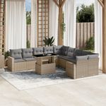 Casa si Gradina - Gradina si terasa - Mobilier exterior - Seturi mobila gradina - Set canapele de gradina cu perne, 11 piese, bej, poliratan - Infinity.ro