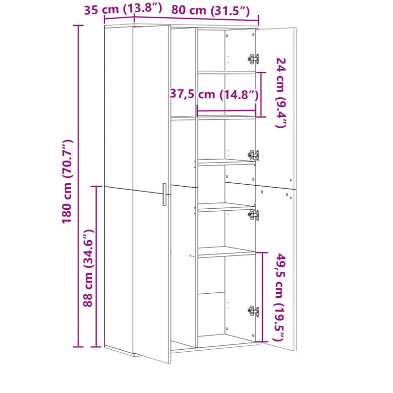 Casa si Gradina - Mobilier - Dulapuri si sifoniere - Dulapuri - Dulap inalt, stejar sonoma, 80x35x180 cm, lemn prelucrat - Infinity.ro
