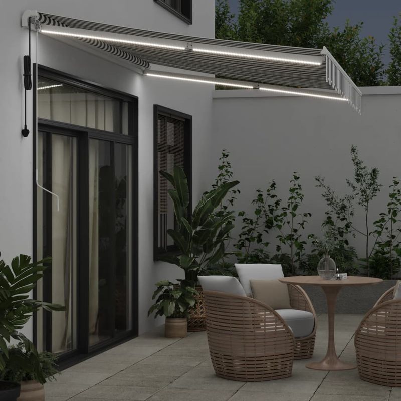 Casa si Gradina - Gradina si terasa - Umbrele si pavilioane - Umbrele - Copertina retractabila automat cu LED, antracit/alb, 350x250 cm - Infinity.ro