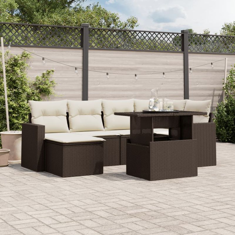 Casa si Gradina - Gradina si terasa - Mobilier exterior - Seturi mobila gradina - Set canapele de gradina cu perne, 7 piese, maro, poliratan - Infinity.ro
