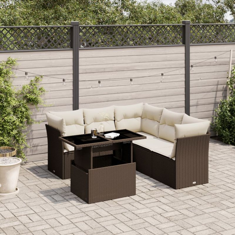 Casa si Gradina - Gradina si terasa - Mobilier exterior - Seturi mobila gradina - Set canapele de gradina cu perne, 6 piese, maro, poliratan - Infinity.ro