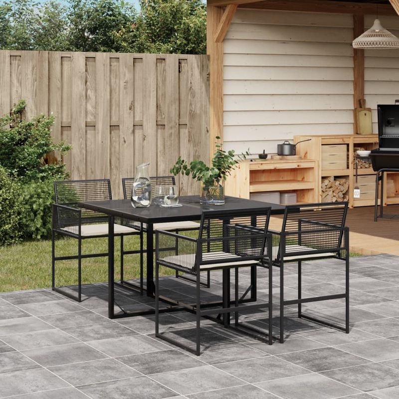 Casa si Gradina - Gradina si terasa - Mobilier exterior - Seturi mobila gradina - Set mobilier de gradina cu perne, 5 piese, negru, poliratan - Infinity.ro