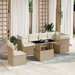 Casa si Gradina - Gradina si terasa - Mobilier exterior - Seturi mobila gradina - Set canapele de gradina, 7 piese, cu perne, bej, poliratan - Infinity.ro