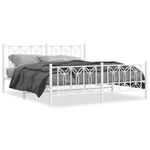 Casa si Gradina - Mobilier - Paturi si accesorii - Paturi - Cadru de pat metalic cu tablie de cap/picioare, alb, 183x213 cm - Infinity.ro