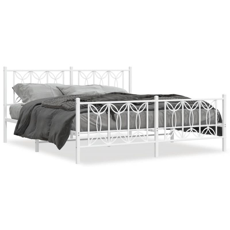 Casa si Gradina - Mobilier - Paturi si accesorii - Paturi - Cadru de pat metalic cu tablie de cap/picioare, alb, 183x213 cm - Infinity.ro