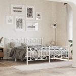 Casa si Gradina - Mobilier - Paturi si accesorii - Paturi - Cadru de pat metalic cu tablie de cap/picioare, alb, 183x213 cm - Infinity.ro