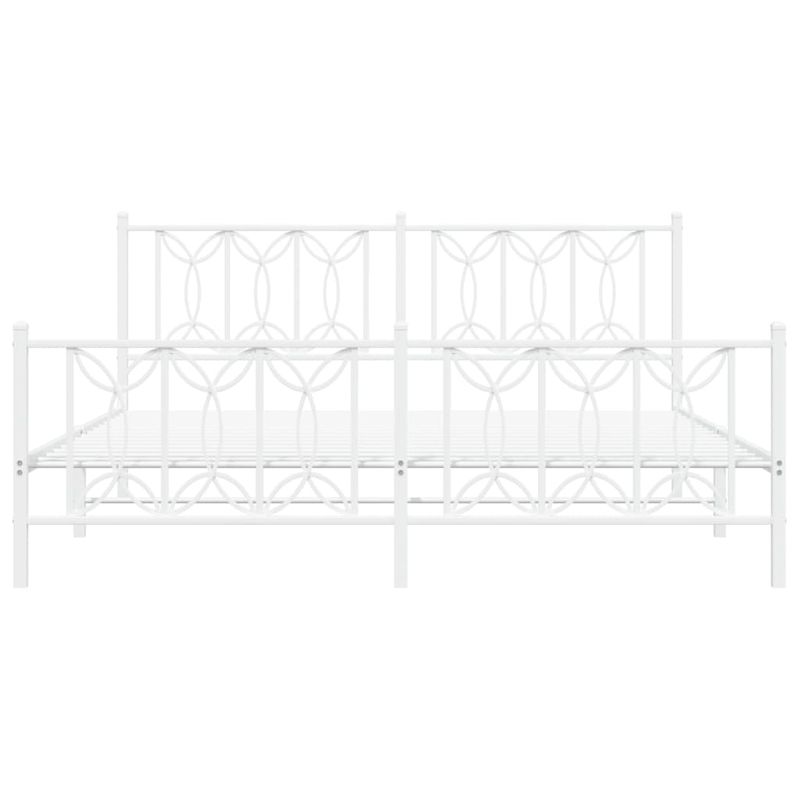 Casa si Gradina - Mobilier - Paturi si accesorii - Paturi - Cadru de pat metalic cu tablie de cap/picioare, alb, 183x213 cm - Infinity.ro