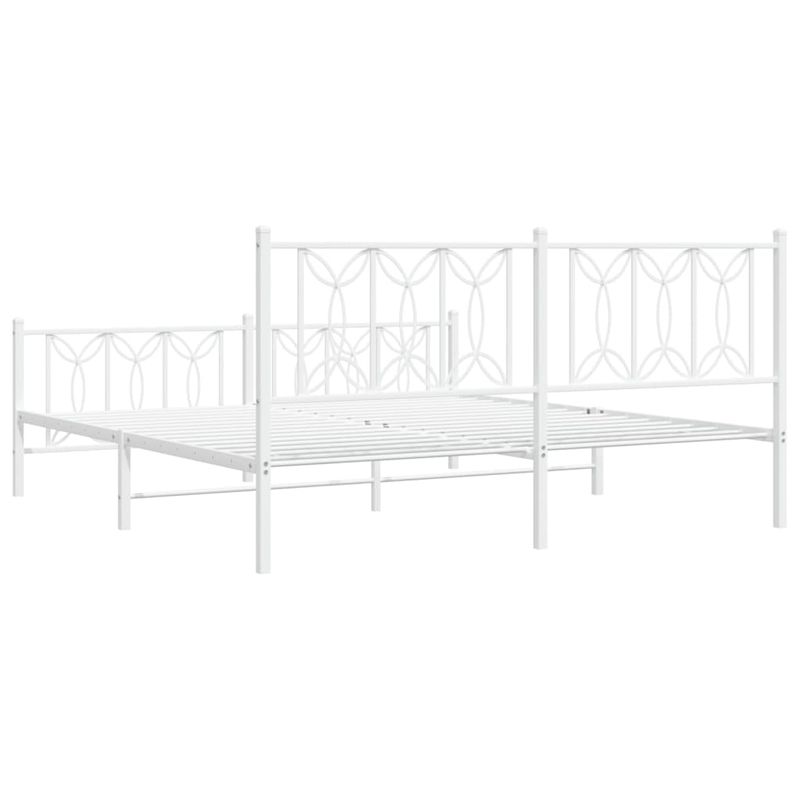 Casa si Gradina - Mobilier - Paturi si accesorii - Paturi - Cadru de pat metalic cu tablie de cap/picioare, alb, 183x213 cm - Infinity.ro