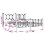 Casa si Gradina - Mobilier - Paturi si accesorii - Paturi - Cadru de pat metalic cu tablie de cap/picioare, alb, 183x213 cm - Infinity.ro