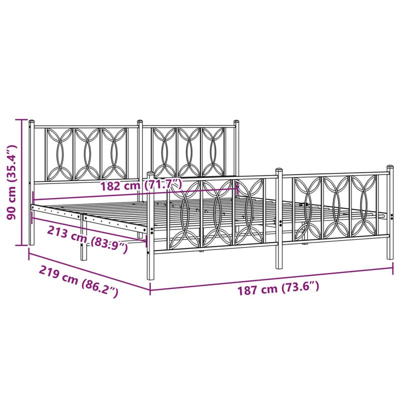 Casa si Gradina - Mobilier - Paturi si accesorii - Paturi - Cadru de pat metalic cu tablie de cap/picioare, alb, 183x213 cm - Infinity.ro