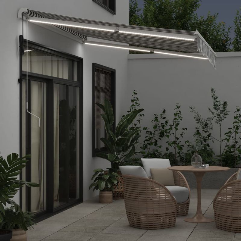 Casa si Gradina - Gradina si terasa - Umbrele si pavilioane - Umbrele - Copertina retractabila automat cu LED, antracit/alb, 300x250 cm - Infinity.ro