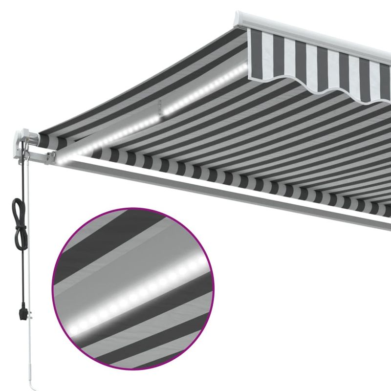 Casa si Gradina - Gradina si terasa - Umbrele si pavilioane - Umbrele - Copertina retractabila automat cu LED, antracit/alb, 300x250 cm - Infinity.ro