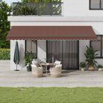 Casa si Gradina - Gradina si terasa - Umbrele si pavilioane - Umbrele - Copertina retractabila automat cu LED-uri, maro, 600x350 cm - Infinity.ro