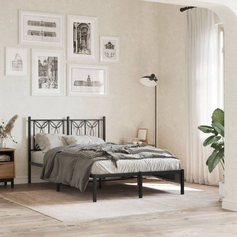Casa si Gradina - Mobilier - Paturi si accesorii - Accesorii paturi - Tablie de pat metalica, negru, 120 cm - Infinity.ro