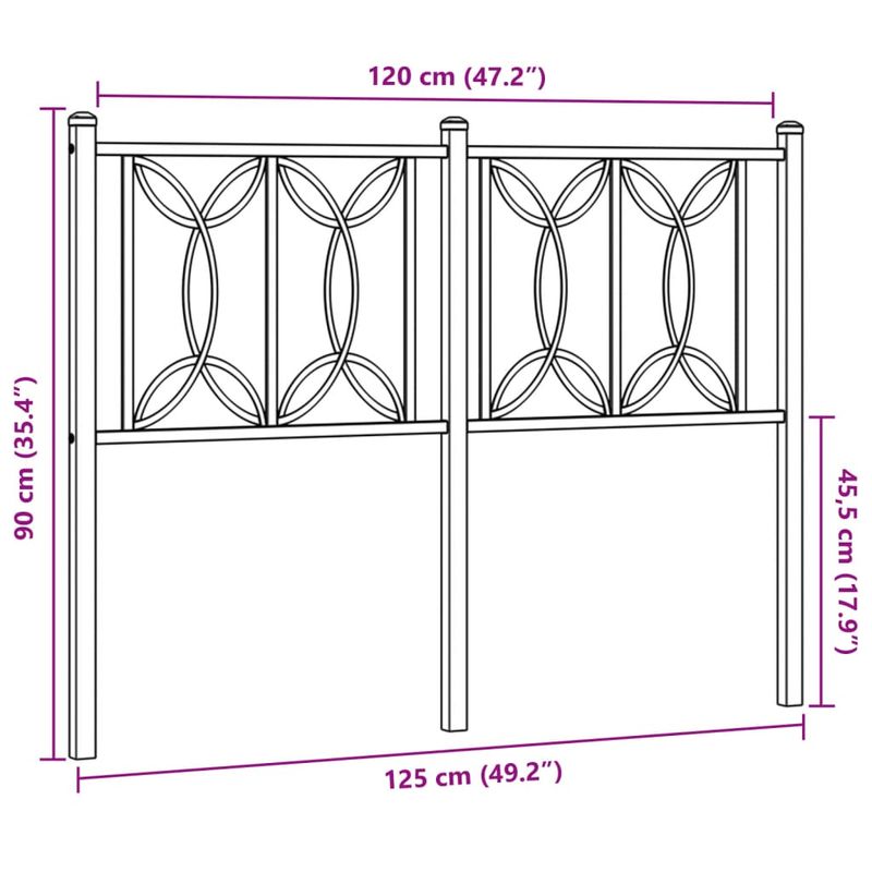 Casa si Gradina - Mobilier - Paturi si accesorii - Accesorii paturi - Tablie de pat metalica, negru, 120 cm - Infinity.ro