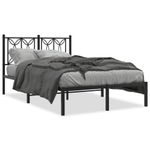 Casa si Gradina - Mobilier - Paturi si accesorii - Paturi - Cadru de pat metalic cu tablie, negru, 120x190 cm - Infinity.ro