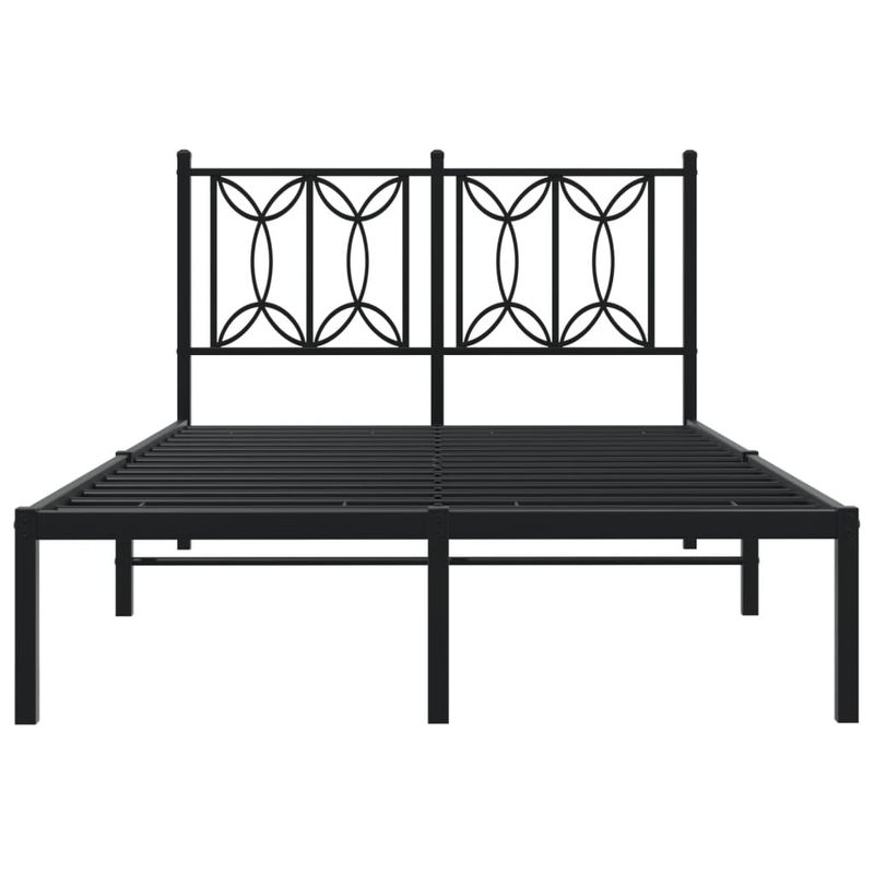 Casa si Gradina - Mobilier - Paturi si accesorii - Paturi - Cadru de pat metalic cu tablie, negru, 120x190 cm - Infinity.ro