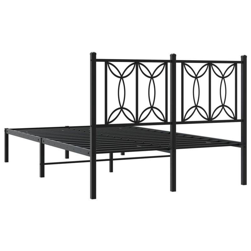 Casa si Gradina - Mobilier - Paturi si accesorii - Paturi - Cadru de pat metalic cu tablie, negru, 120x190 cm - Infinity.ro