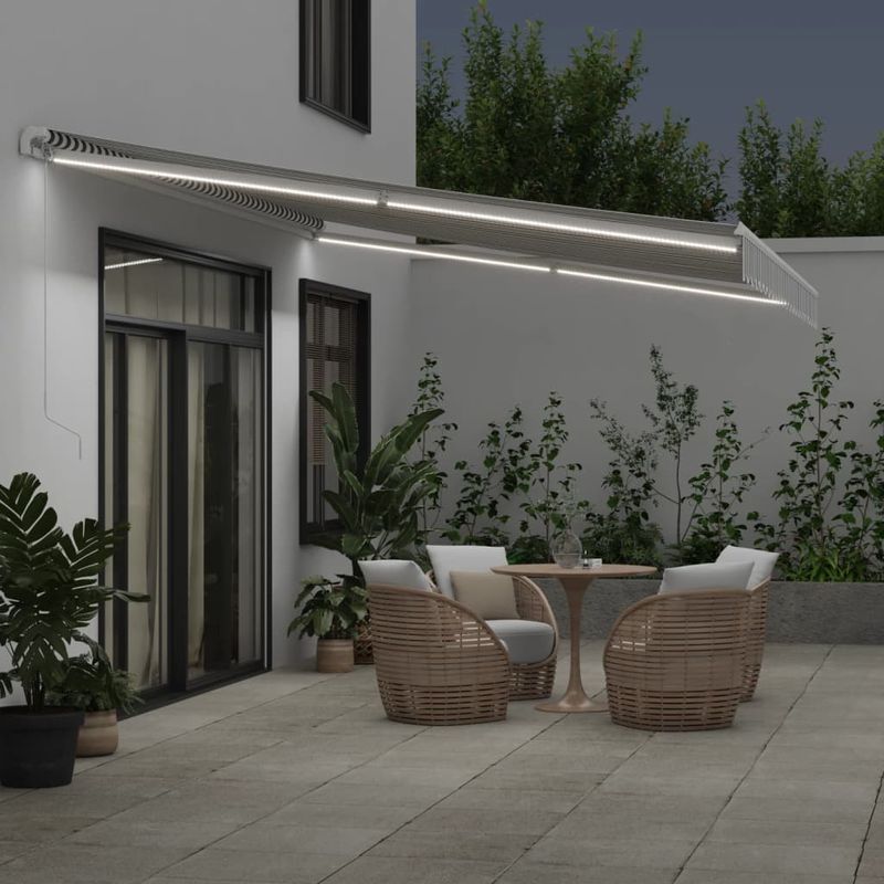 Casa si Gradina - Gradina si terasa - Umbrele si pavilioane - Umbrele - Copertina retractabila manual cu LED, antracit/alb, 500x300 m - Infinity.ro