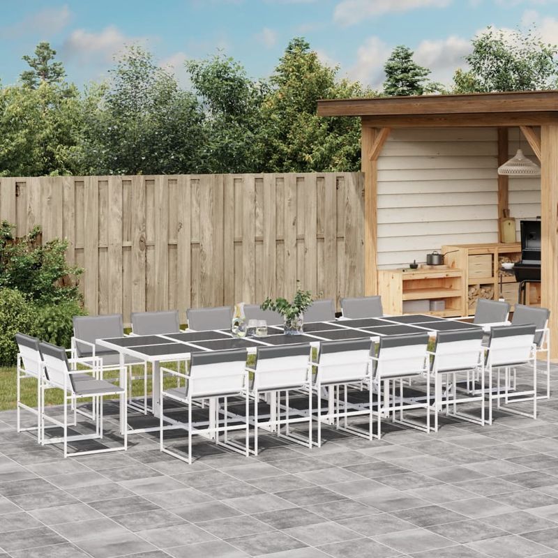 Casa si Gradina - Gradina si terasa - Mobilier exterior - Seturi mobila gradina - Set mobilier de gradina, 17 piese, cu perne, alb, textilena - Infinity.ro